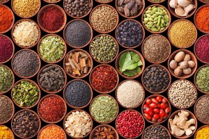 Seamless texture with spices and herbs